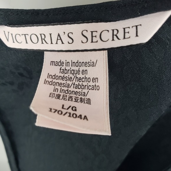 Victorias Secret Leopard Animal Print Satin Cami Tank Top L Camisole Black Sexy - Picture 5 of 11